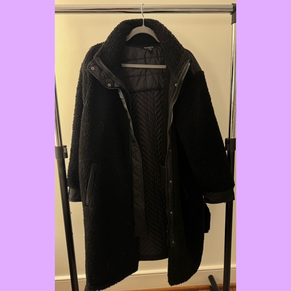 Athleta Black Sherpa Puffer Coat